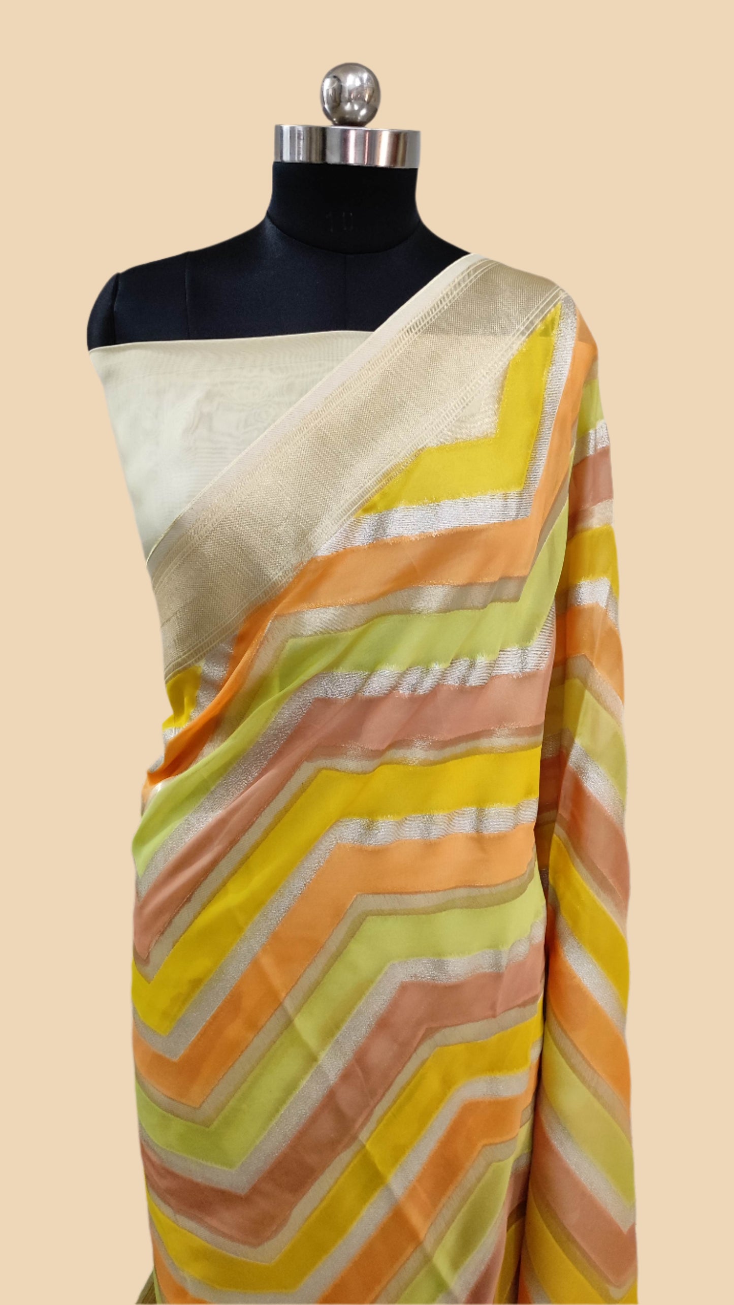 Crepe Georgette Rangkaat Handloom Banarasi Saree