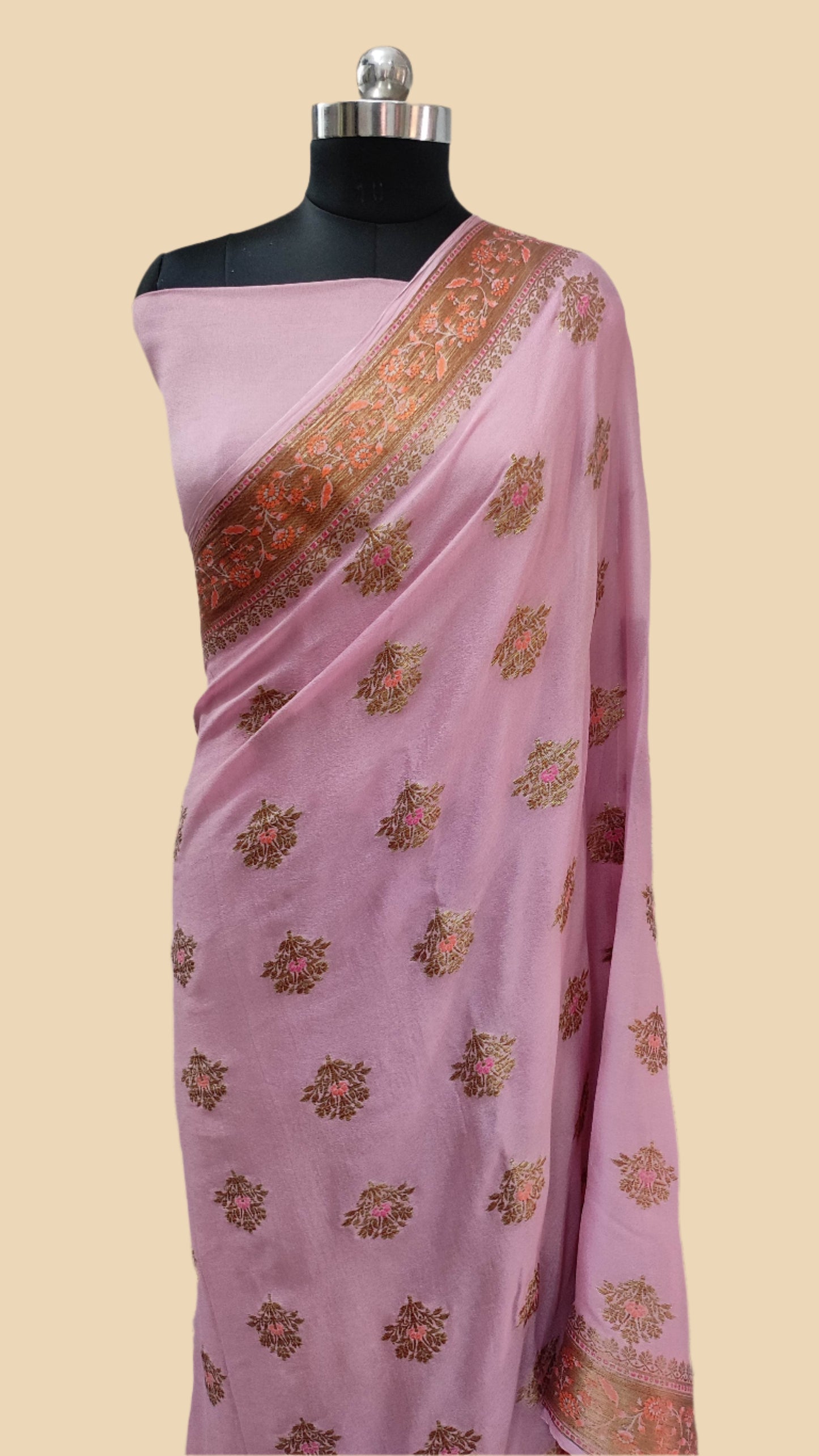 Khaddi Chiffon Handloom Banarasi Saree Antique Zari