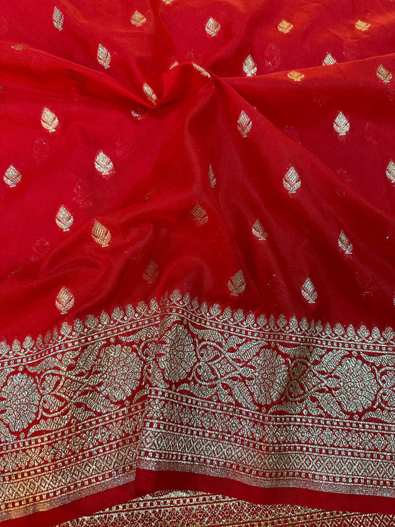 Katan Silk Handloom Banarasi Saree Red - THE WEAVER