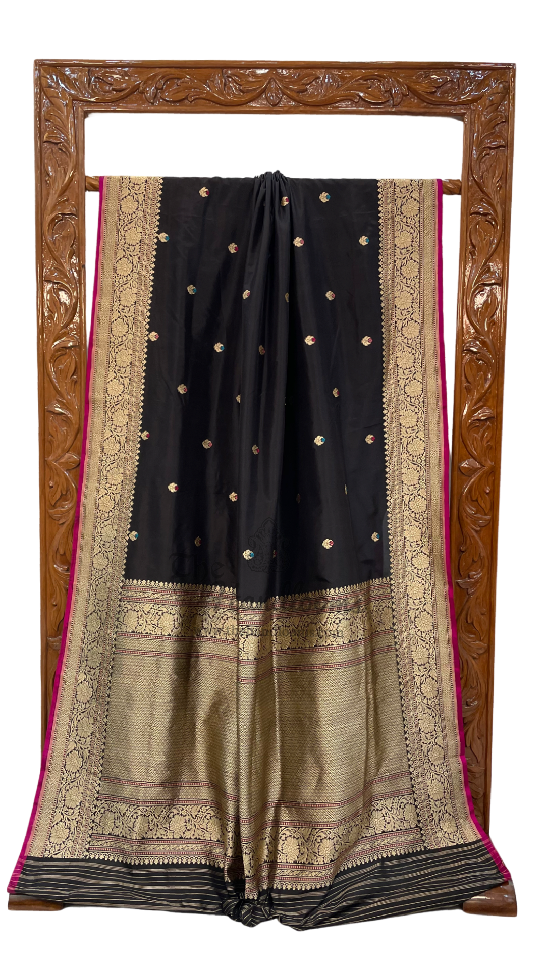 Pure Katan silk Handloom Banarasi Saree-Black - THE WEAVER