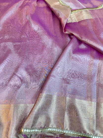 Janhvi Kapoor Inspired Organza Tissue Saree With Lace - The Weaver Banaras