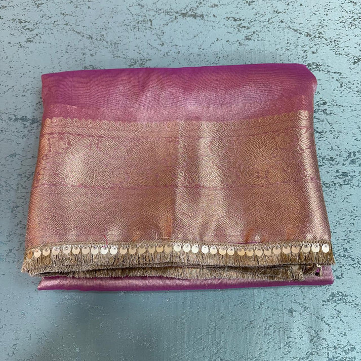 Janhvi Kapoor Inspired Organza Tissue Saree With Lace - The Weaver Banaras