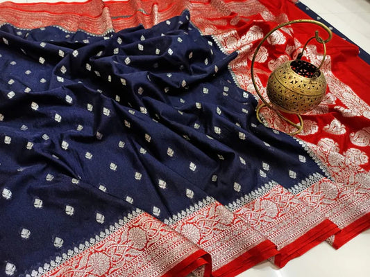 Katan Georgette Silk Handloom Banarasi Saree - The Weaver Banaras