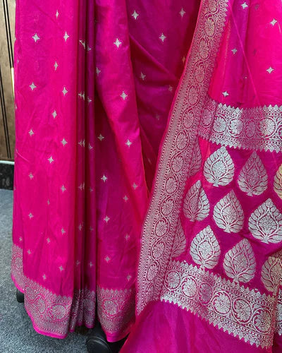 Katan Silk Handloom Banarasi Saree Deep Pink - THE WEAVER