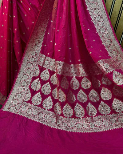 Katan Silk Handloom Banarasi Saree Deep Pink - THE WEAVER