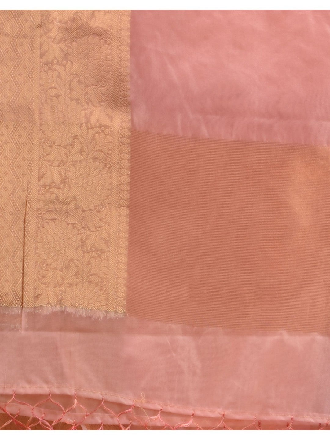 The Weaver's organza banarasi saree-salmon pink - THE WEAVER