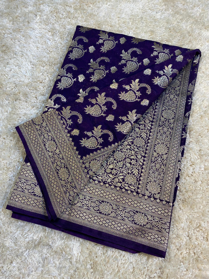 Banarasi Paudi Katan Upada Soft Silk Saree - The Weaver Banaras