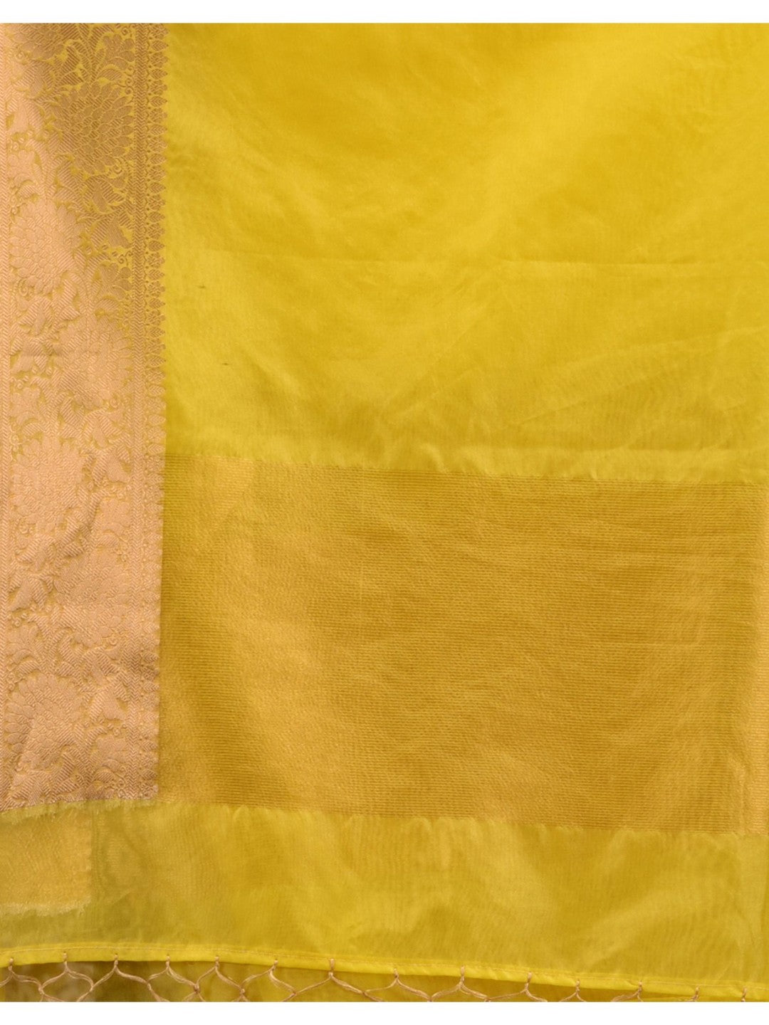 The Weaver's organza banarasi saree-sunny yellow - THE WEAVER