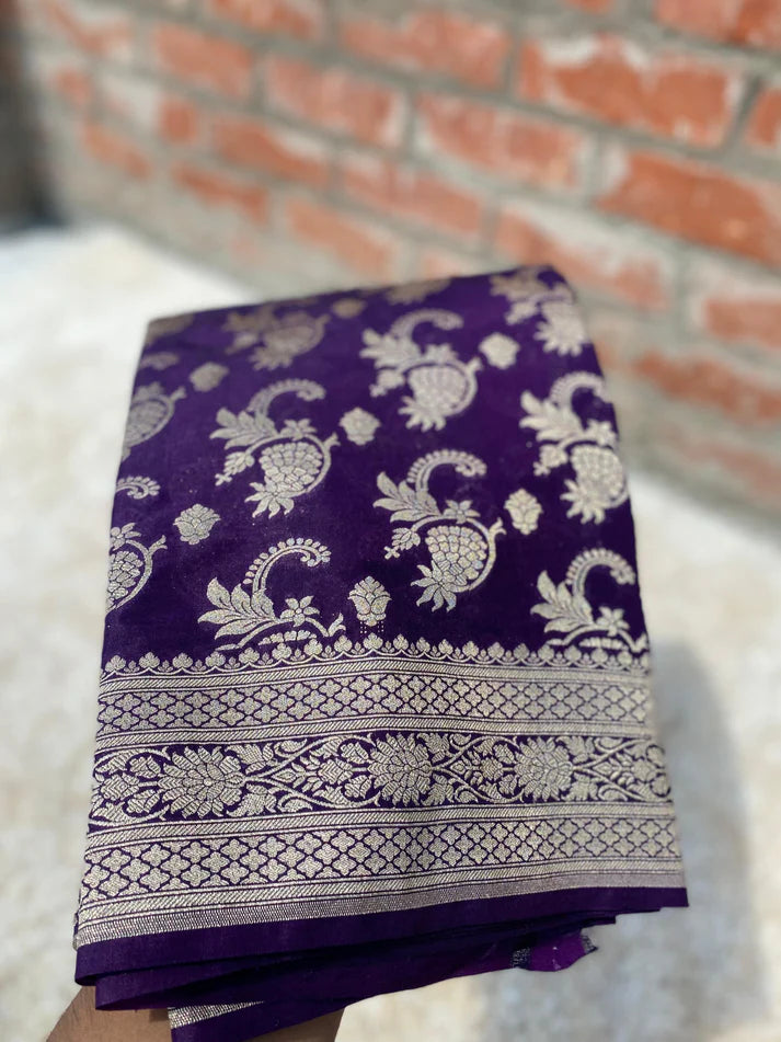 Banarasi Paudi Katan Upada Soft Silk Saree - The Weaver Banaras