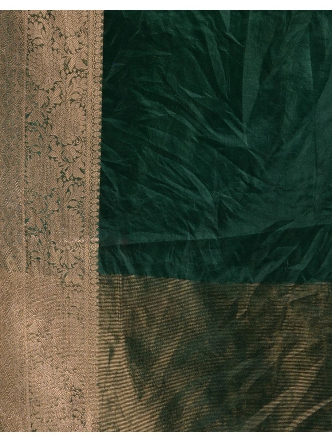 The Weaver's organza banarasi saree-deep green - THE WEAVER