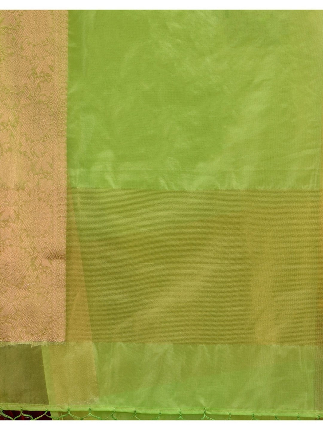 The Weaver's organza banarasi saree-neon green - THE WEAVER