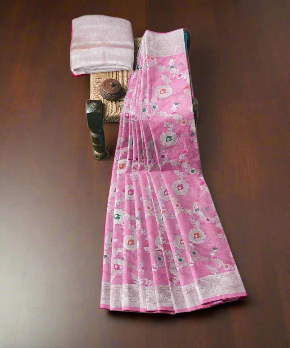 Georgette Banarasi Saree All Over Jaal With Meenakari - THE WEAVER