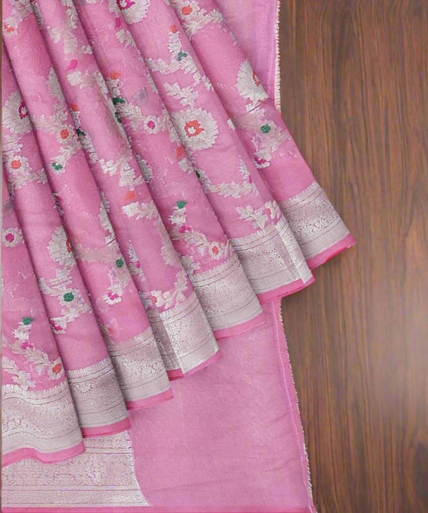 Georgette Banarasi Saree All Over Jaal With Meenakari - THE WEAVER