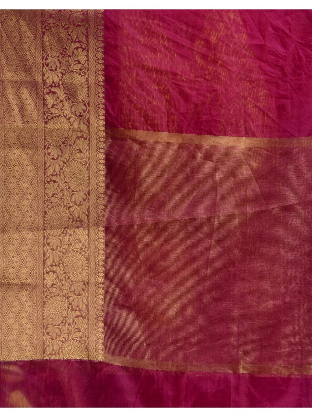 The Weaver's organza banarasi saree-dark fuchsia - THE WEAVER