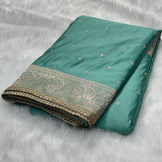 Banarasi Mashru Katan Handloom soft silk saree with lace