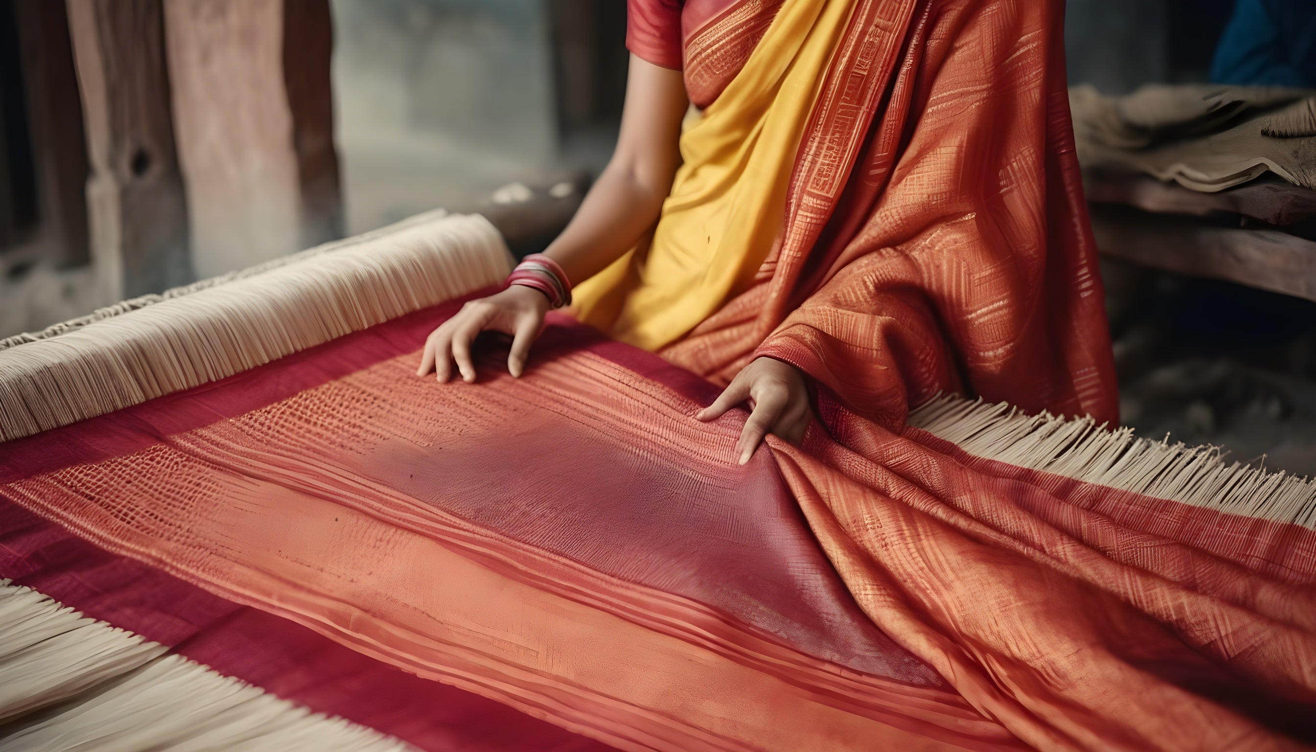 Winter Pink and Yellow Zari Woven Designer Banarasi Saree – MySilkLove