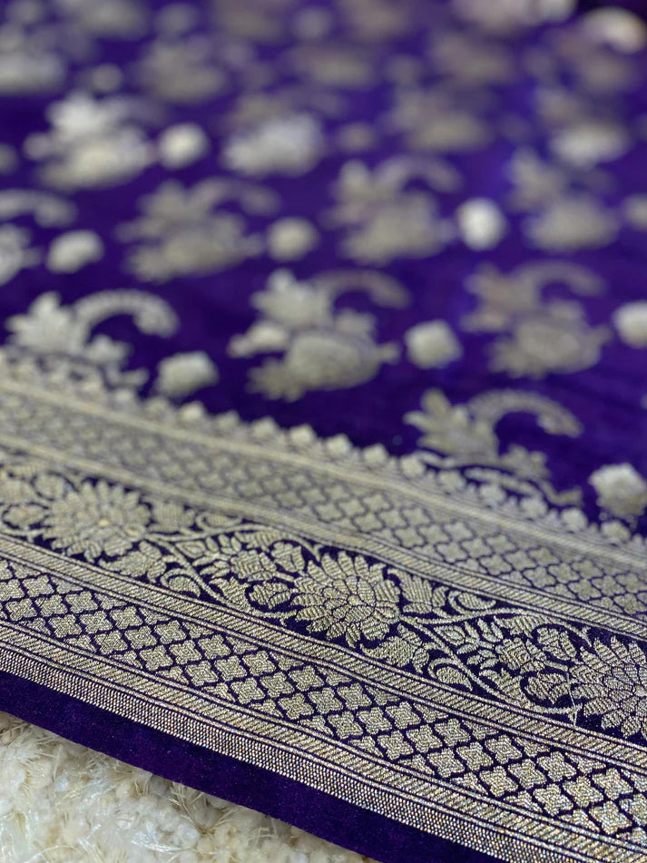 Banarasi Paudi Katan Upada Soft Silk Saree - The Weaver Banaras