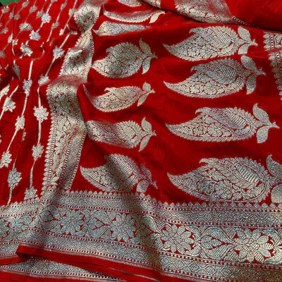 Banarasi Paudi Katan Upada Soft Silk Saree - The Weaver Banaras