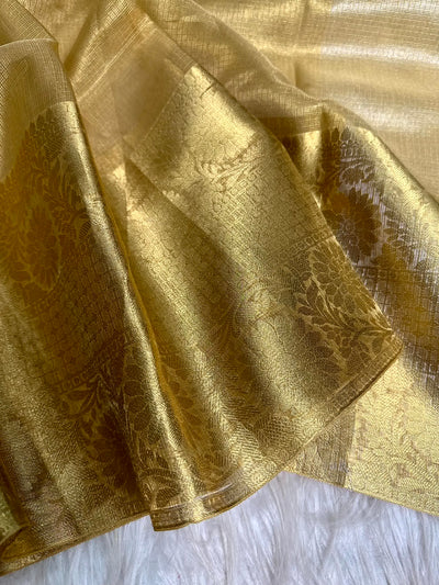 Golden Kota Tissue Silk Texture Banarasi Saree - The Weaver Banaras