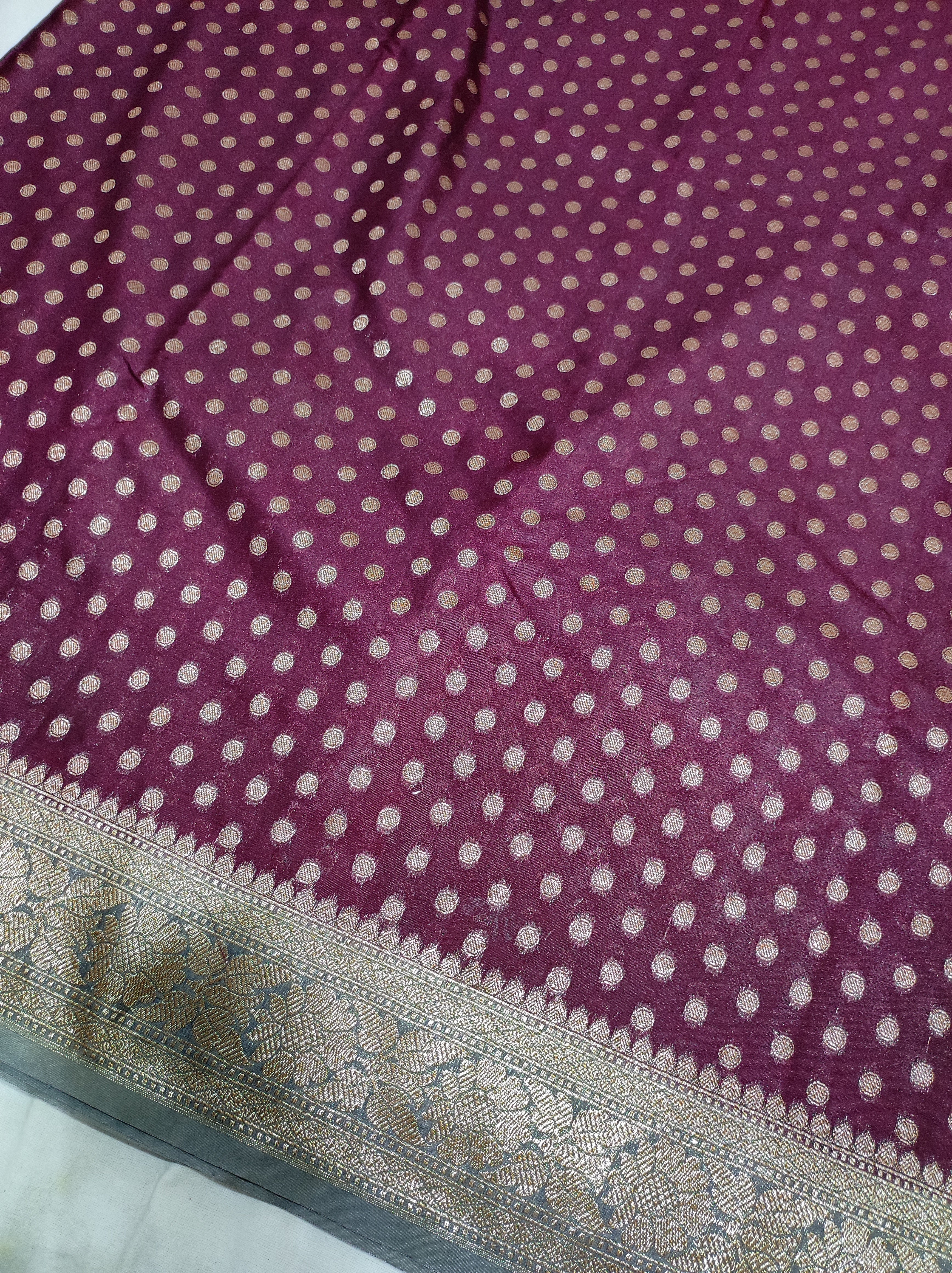 Georgette Banarasi Saree  Water Zari Beetroot Pink And Grey - THE WEAVER