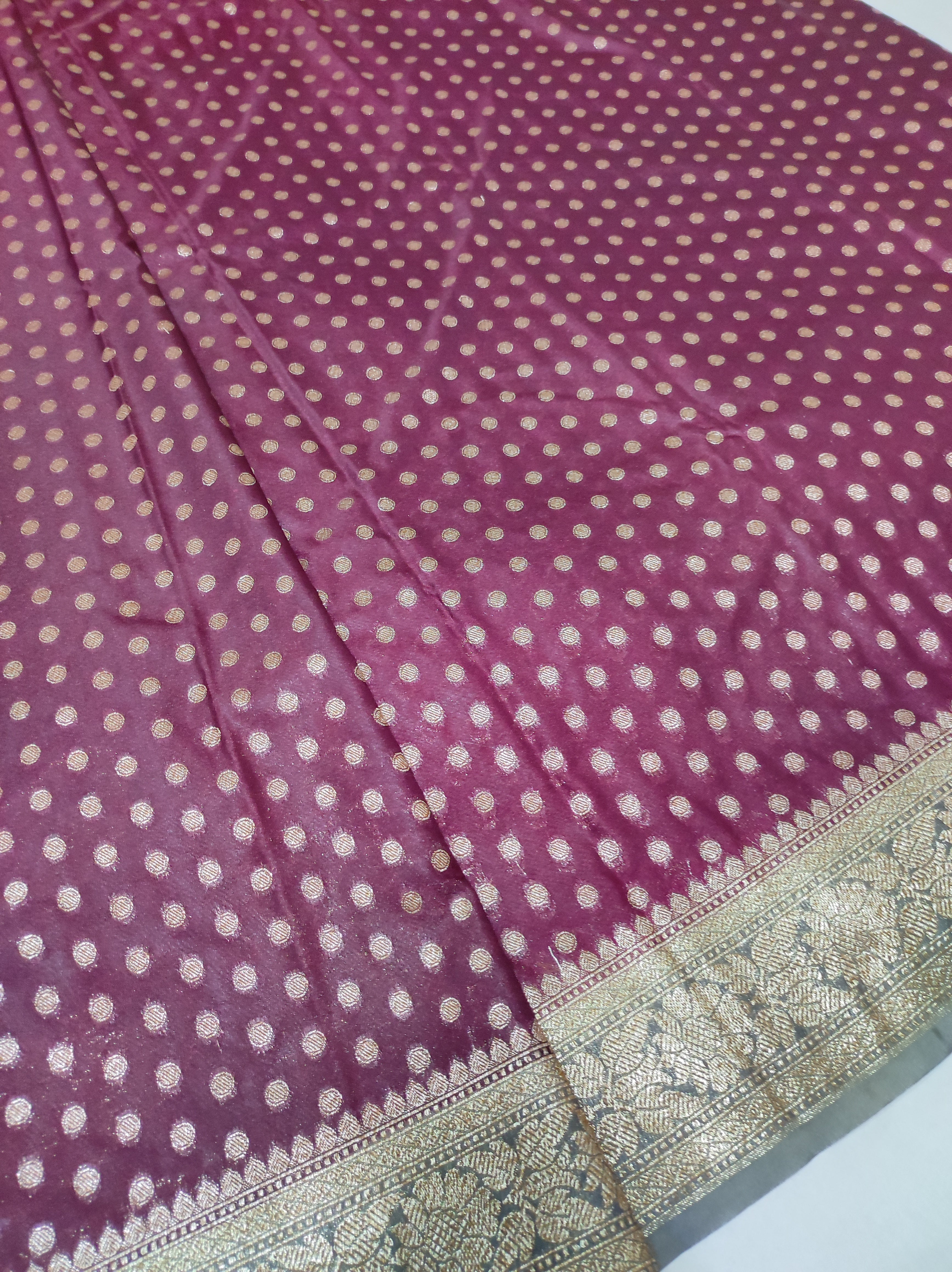 Georgette Banarasi Saree  Water Zari Beetroot Pink And Grey - THE WEAVER