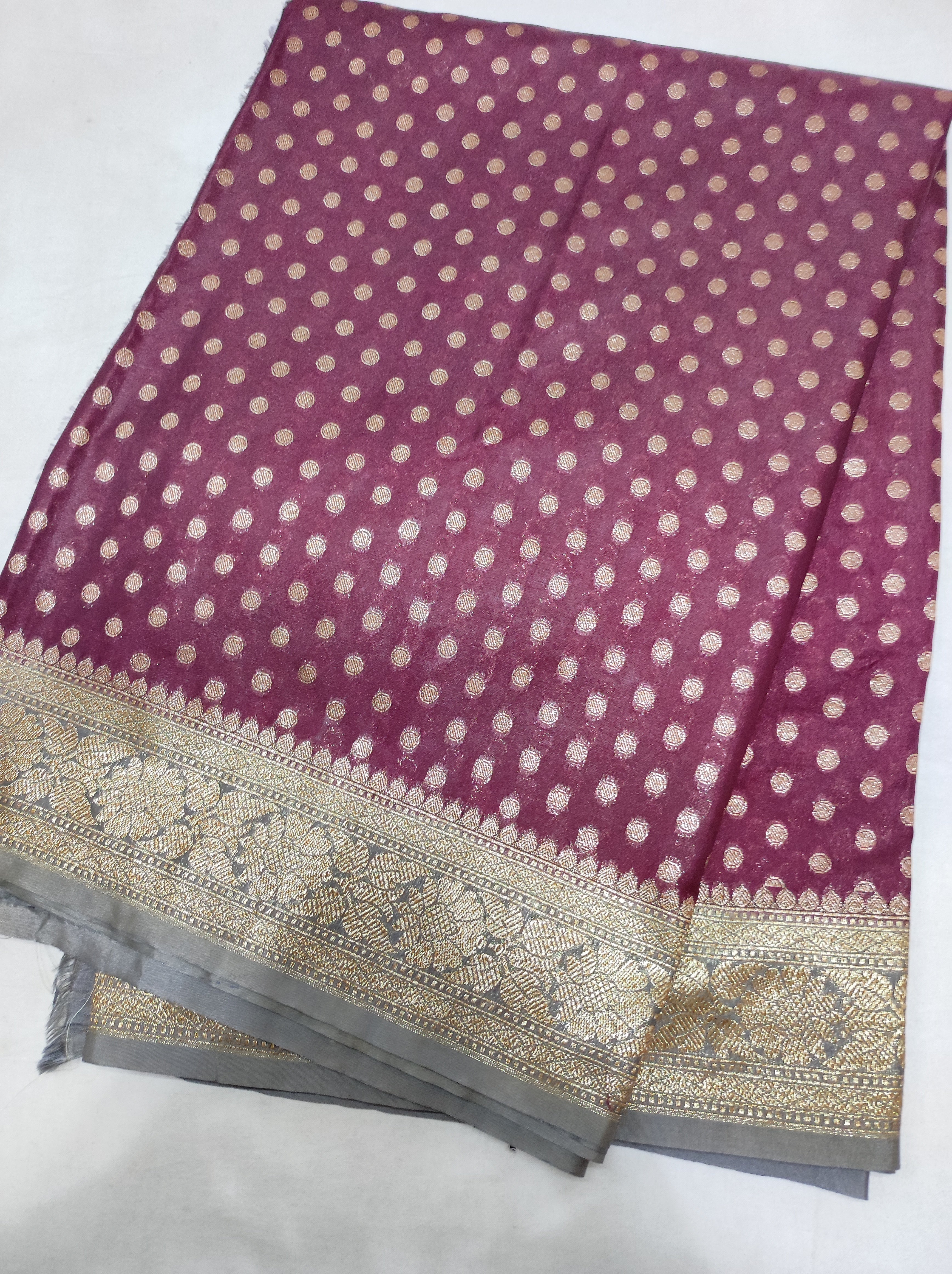 Georgette Banarasi Saree  Water Zari Beetroot Pink And Grey - THE WEAVER