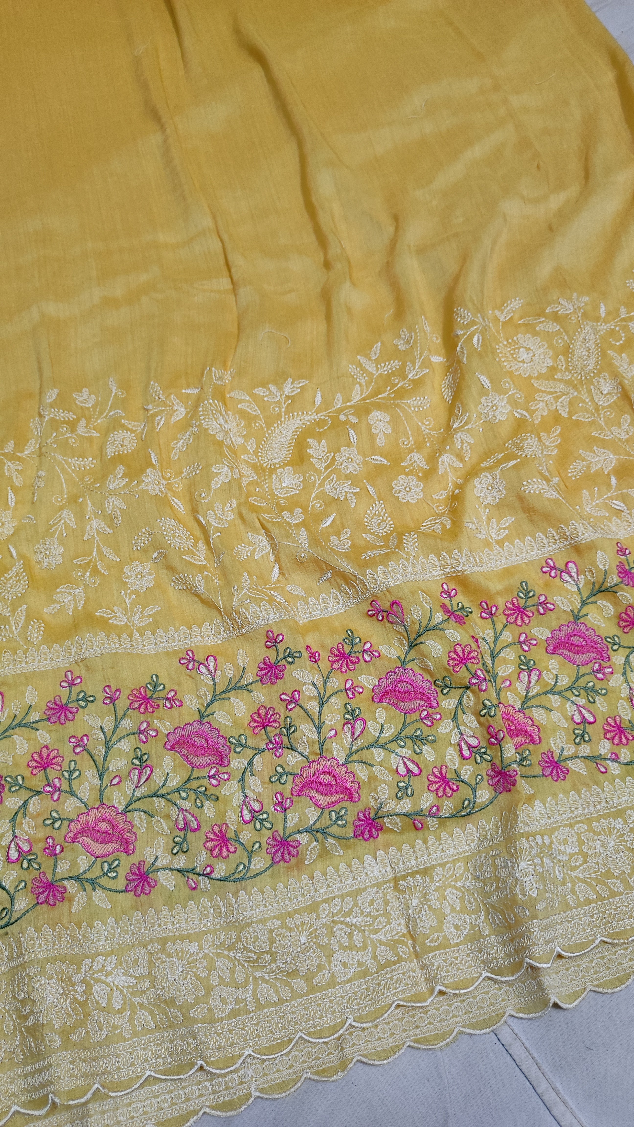 Pure Moonga Georgette Handloom Banarasi Saree With Chikankari - THE WEAVER