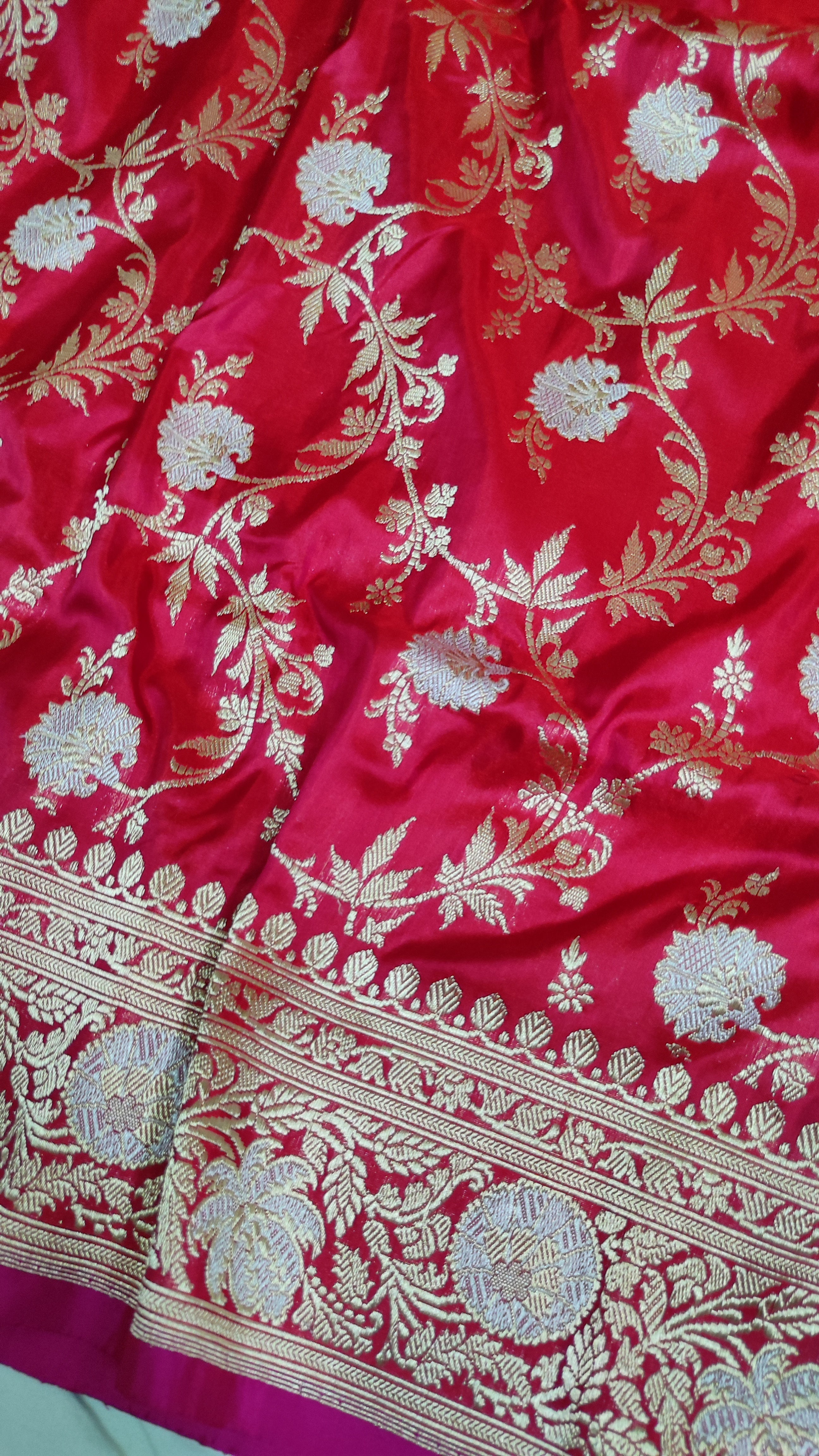 Pure Katan Silk Handloom Banarasi Saree Kadhua Jangla With Kadhiyal Meenakari Work - THE WEAVER