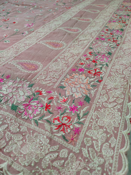 Pure Moonga Georgette Handloom Banarasi Saree With Chikankari