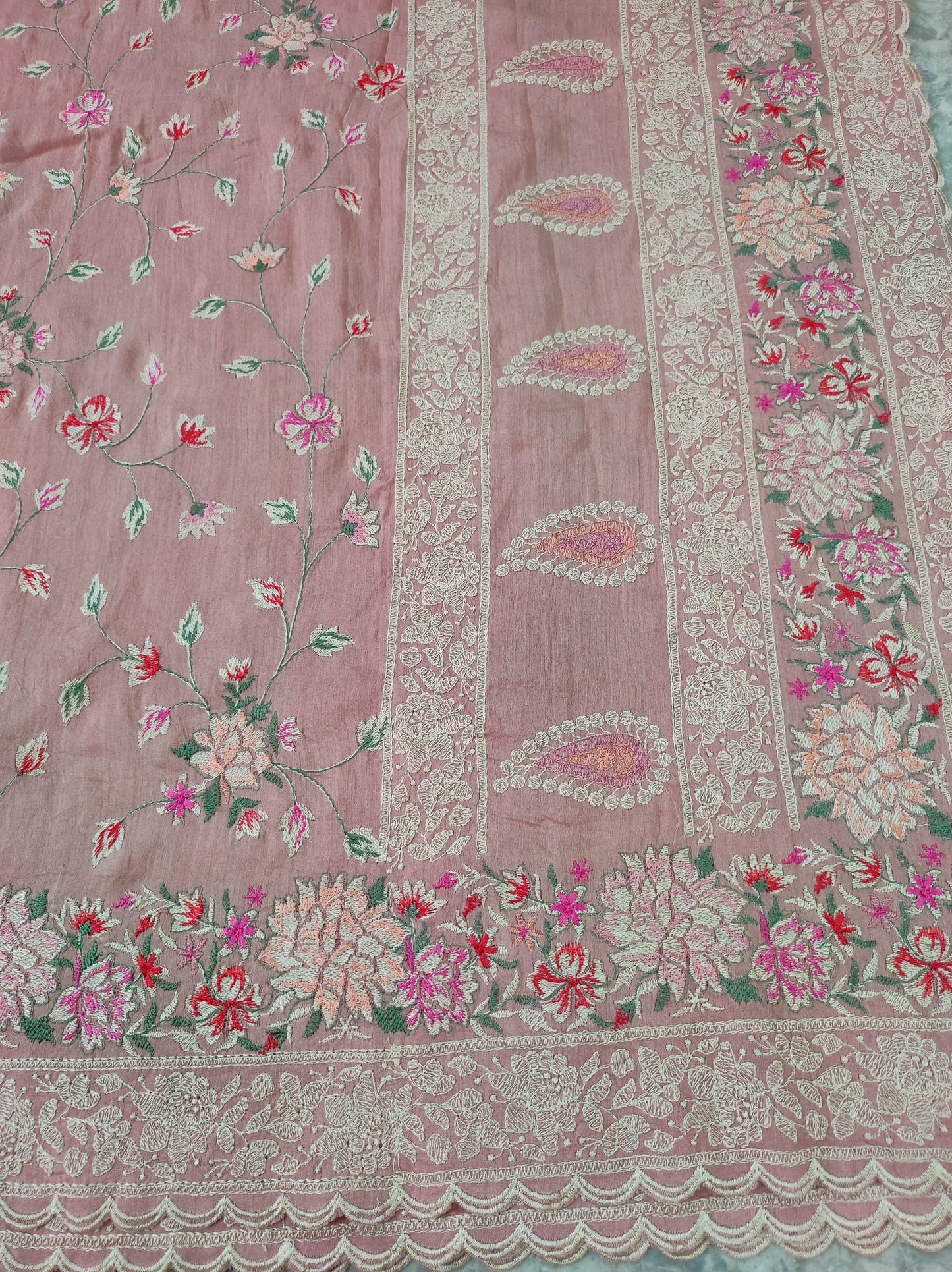 Pure Moonga Georgette Handloom Banarasi Saree With Chikankari