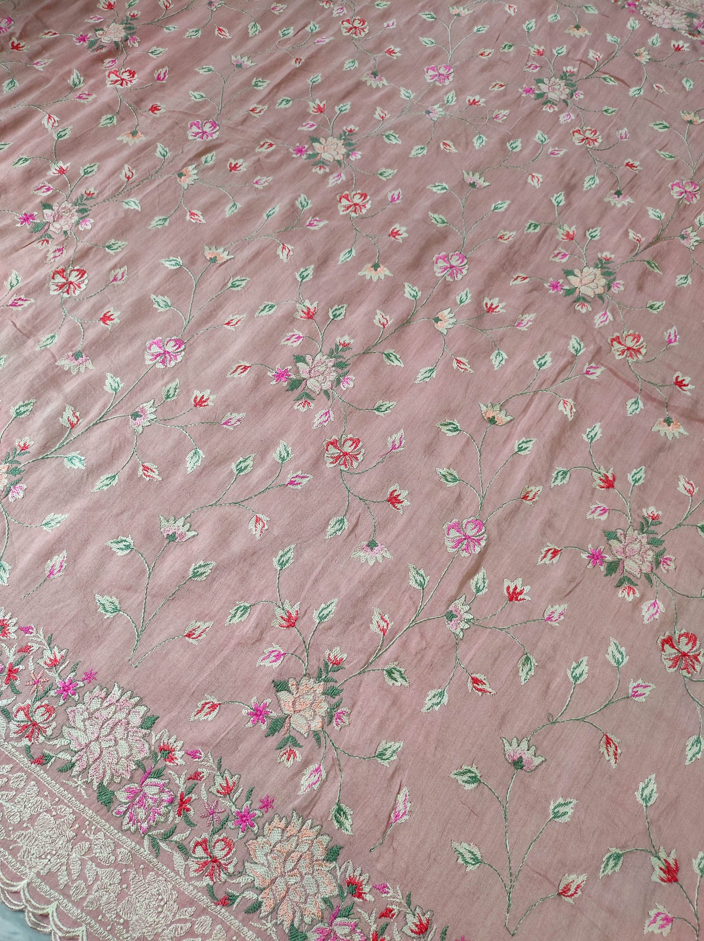 Pure Moonga Georgette Handloom Banarasi Saree With Chikankari