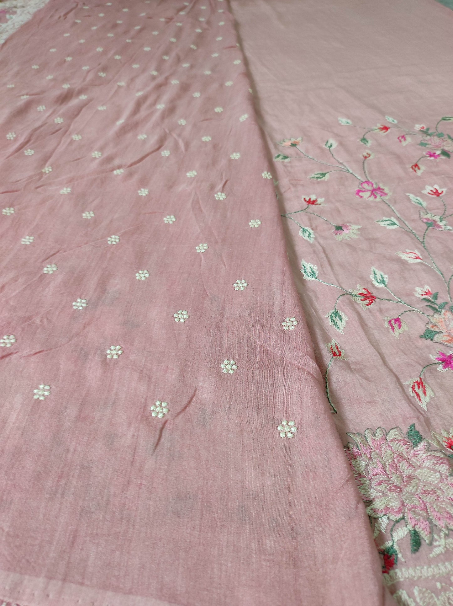 Pure Moonga Georgette Handloom Banarasi Saree With Chikankari