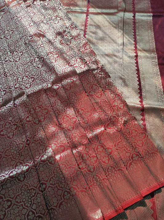 Pure Katan Silk Handloom Banarasi Saree Tanchui Brocade - The Weaver Banaras