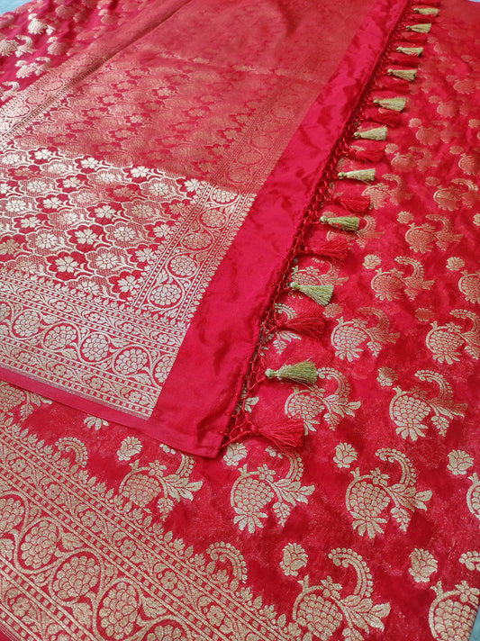 Banarasi Paudi Katan Upada Soft Silk Saree - The Weaver Banaras