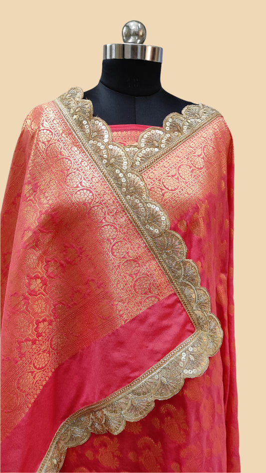 Banarasi Paudi Katan Upada Soft Silk Saree With Lace