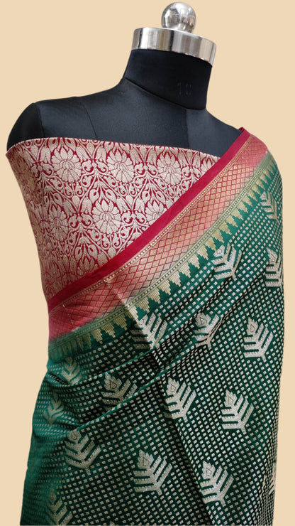 Tanchoi Banarasi Dupion Silk Saree with Contemporary Buta
