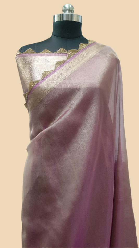 Banarasi Tissue Silk Saree With A Heavy Lace Work Running blouse - The Weaver Banaras
