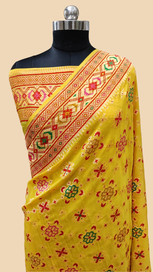 Pure Tilfi Georgette Banarasi Handloom Saree-Bhandhani Style