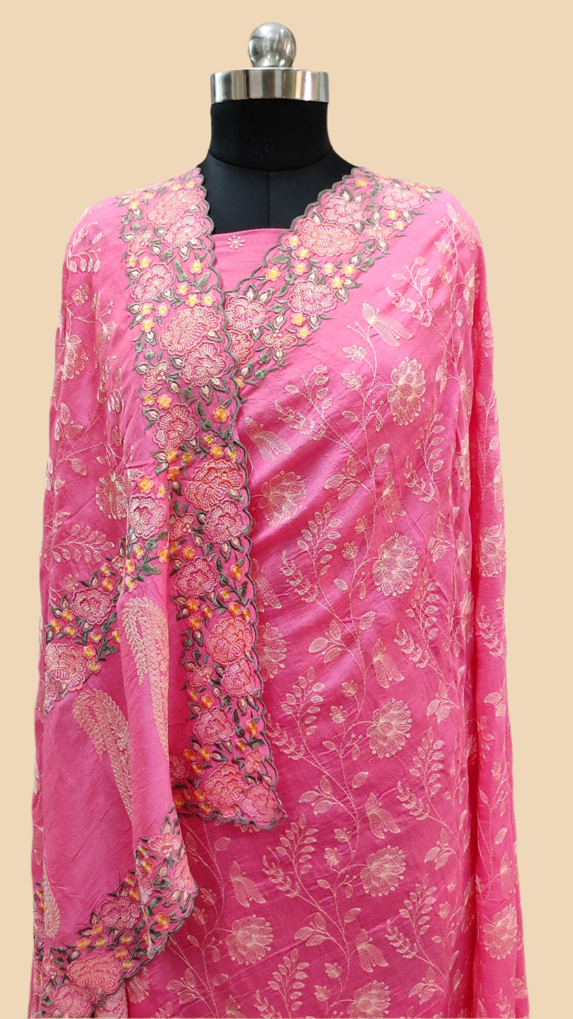 Pure Georgette Chikankari Handloom Banarasi Saree,