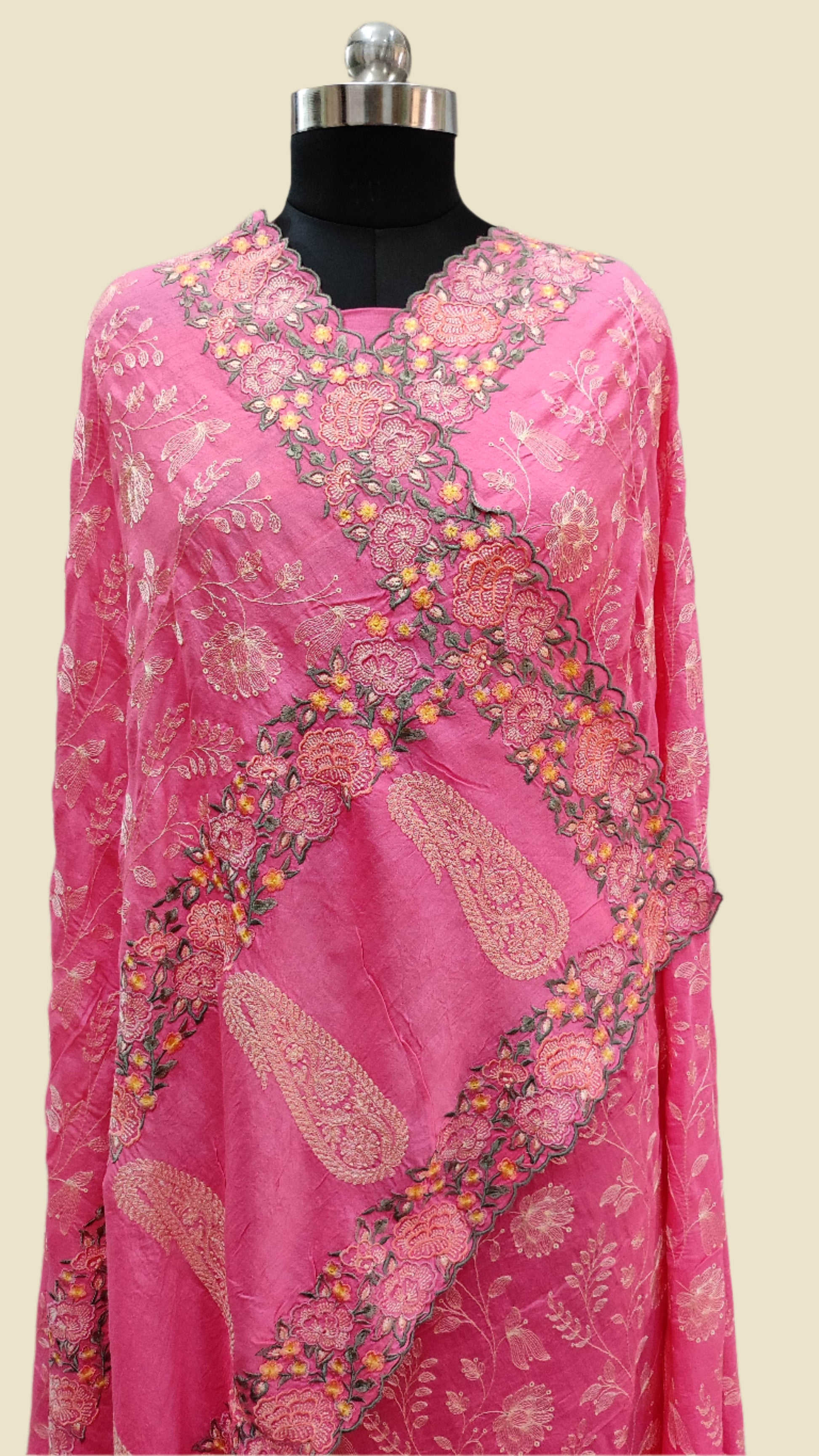 Pure Georgette Chikankari Handloom Banarasi Saree,