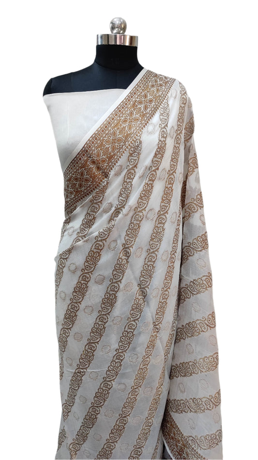 Khaddi Chiffon Handloom Banarasi Saree Antique Zari