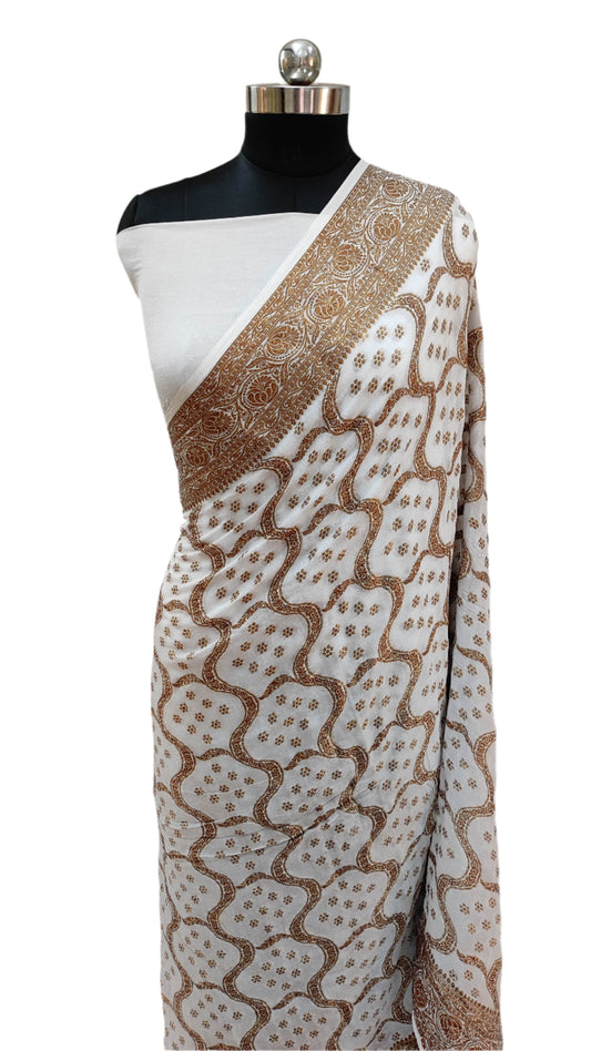 Khaddi Chiffon Handloom Banarasi Saree Antique Zari