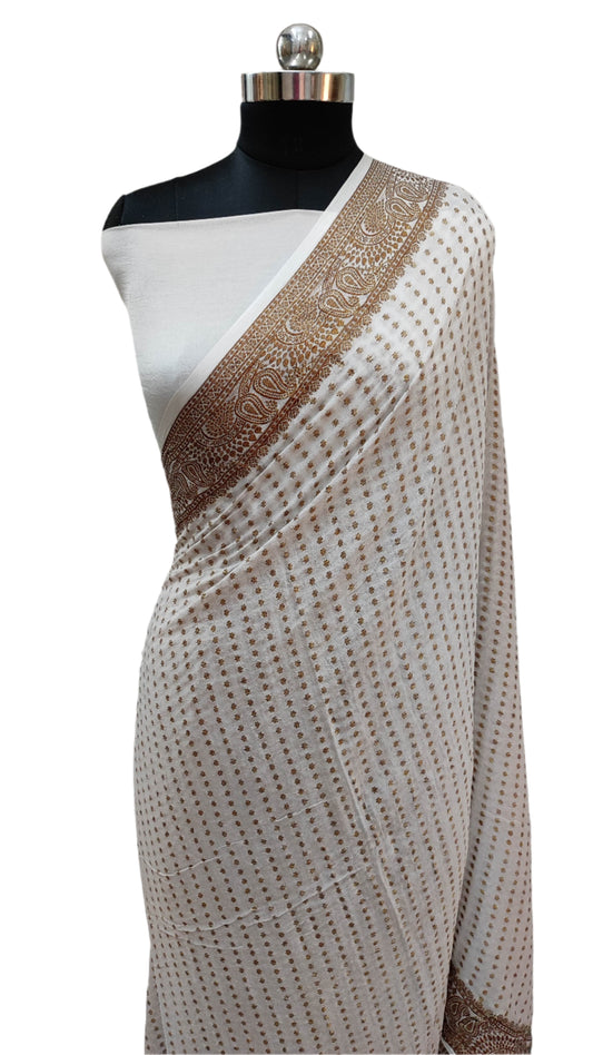 Khaddi Chiffon Handloom Banarasi Saree Antique Zari