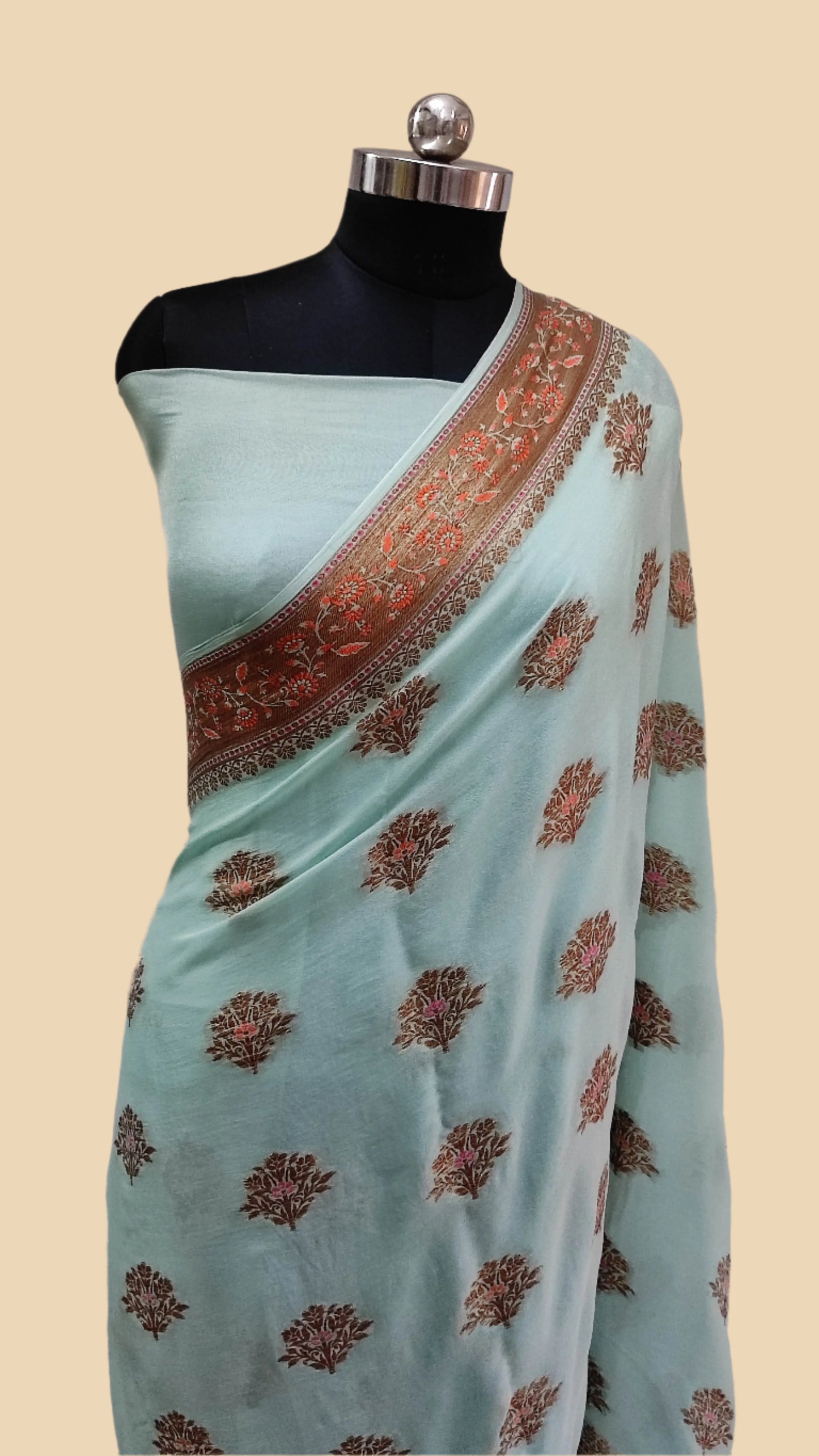 Khaddi Chiffon Handloom Banarasi Saree Antique Zari