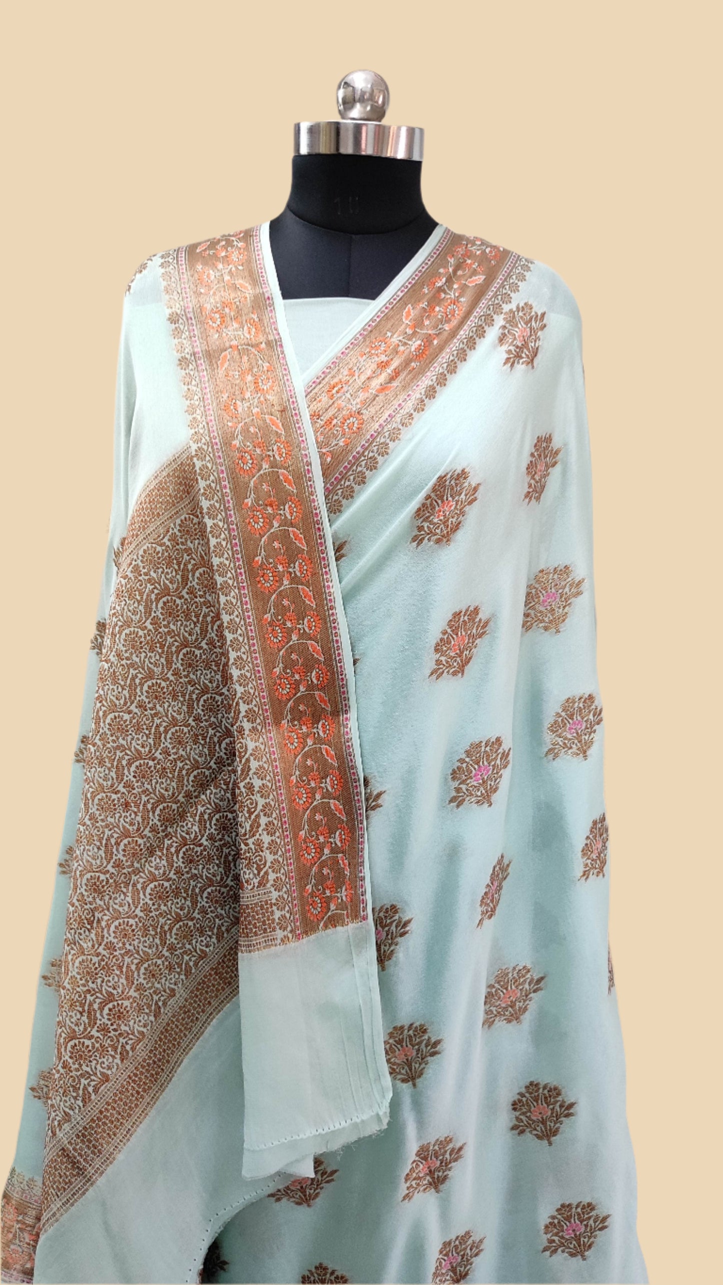Khaddi Chiffon Handloom Banarasi Saree Antique Zari