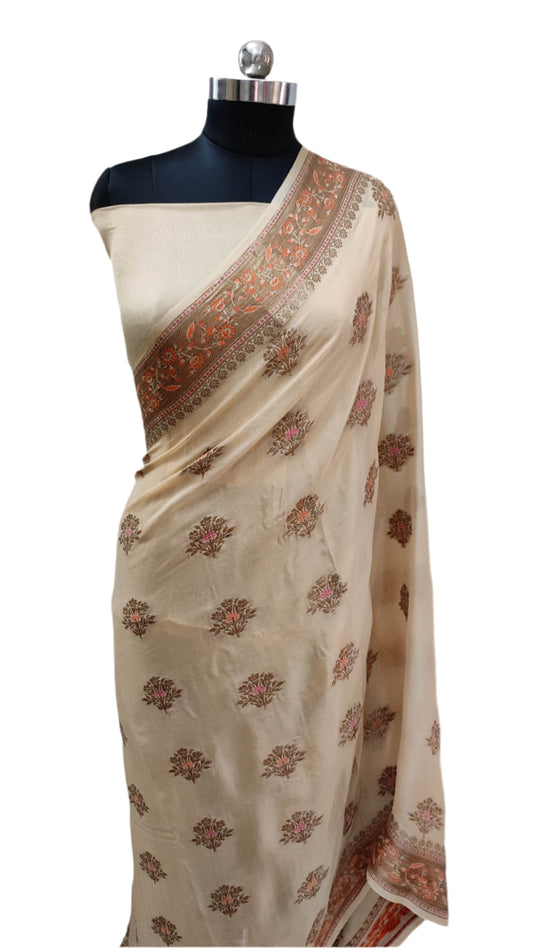 Khaddi Chiffon Handloom Banarasi Saree Antique Zari