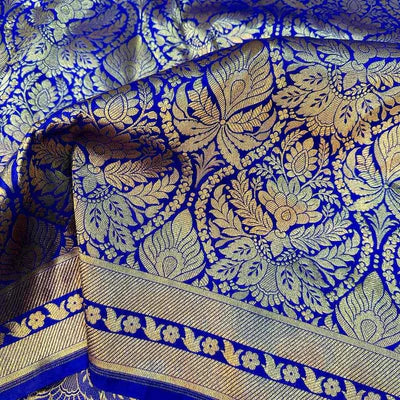 Janhvi Kapoor Inspired Pure Katan Silk Royal Blue Saree - The Weaver Banaras