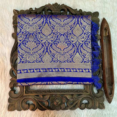 Janhvi Kapoor Inspired Pure Katan Silk Royal Blue Saree - The Weaver Banaras