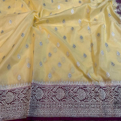 Katan Georgette Silk Handloom Banarasi Saree - The Weaver Banaras