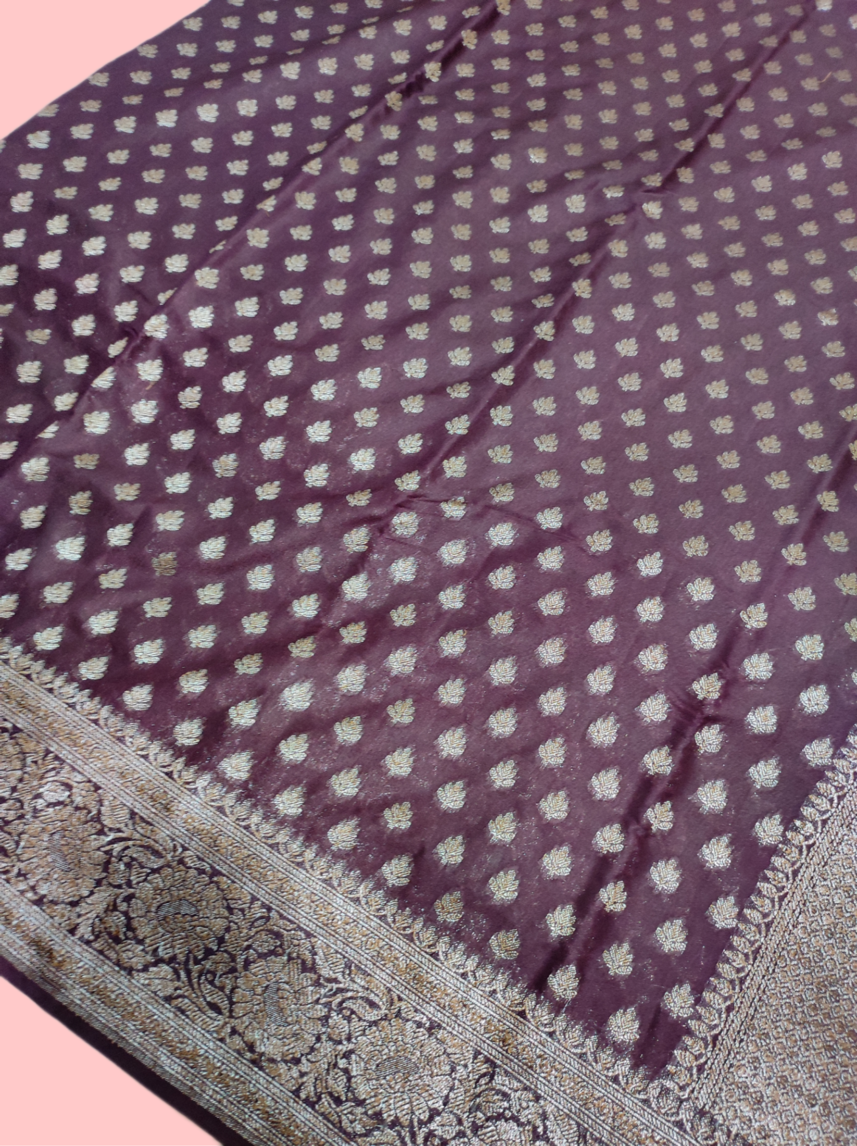 Georgette Banarasi Saree Antique Zari Deep Purple - THE WEAVER